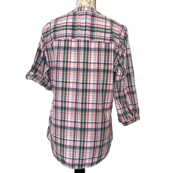 Bit & Bridle Roll Sleeve Plaid Shirt Size Large - Picture 2 of 7
